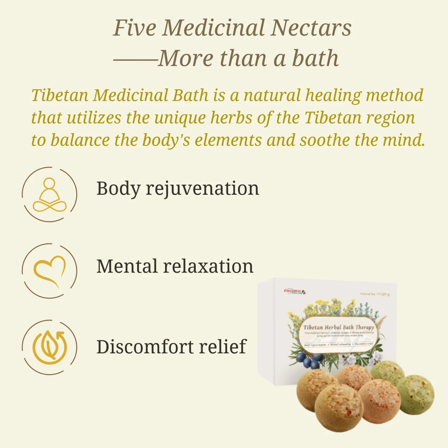 Tibetan Herbal Bath Bomb Gift Set Five Medicinal Nectars