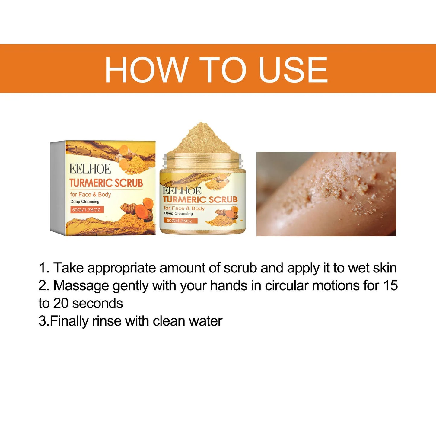 50g Turmeric Scrub for Face and Body Skin Rejuvenating Anti A-cne Brighten Skin Tone Soften Skin Exfoliating Face Care Scrub