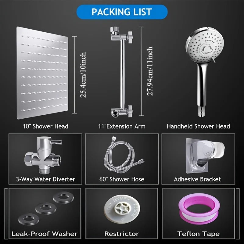 Chrome Concealed Stainless Steel Pressurized Shower Set Arm