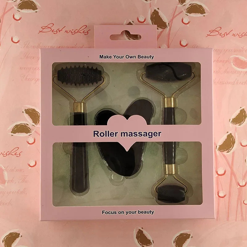 3 Piece Resin Roller Massager Set Face And Body GuaSha
