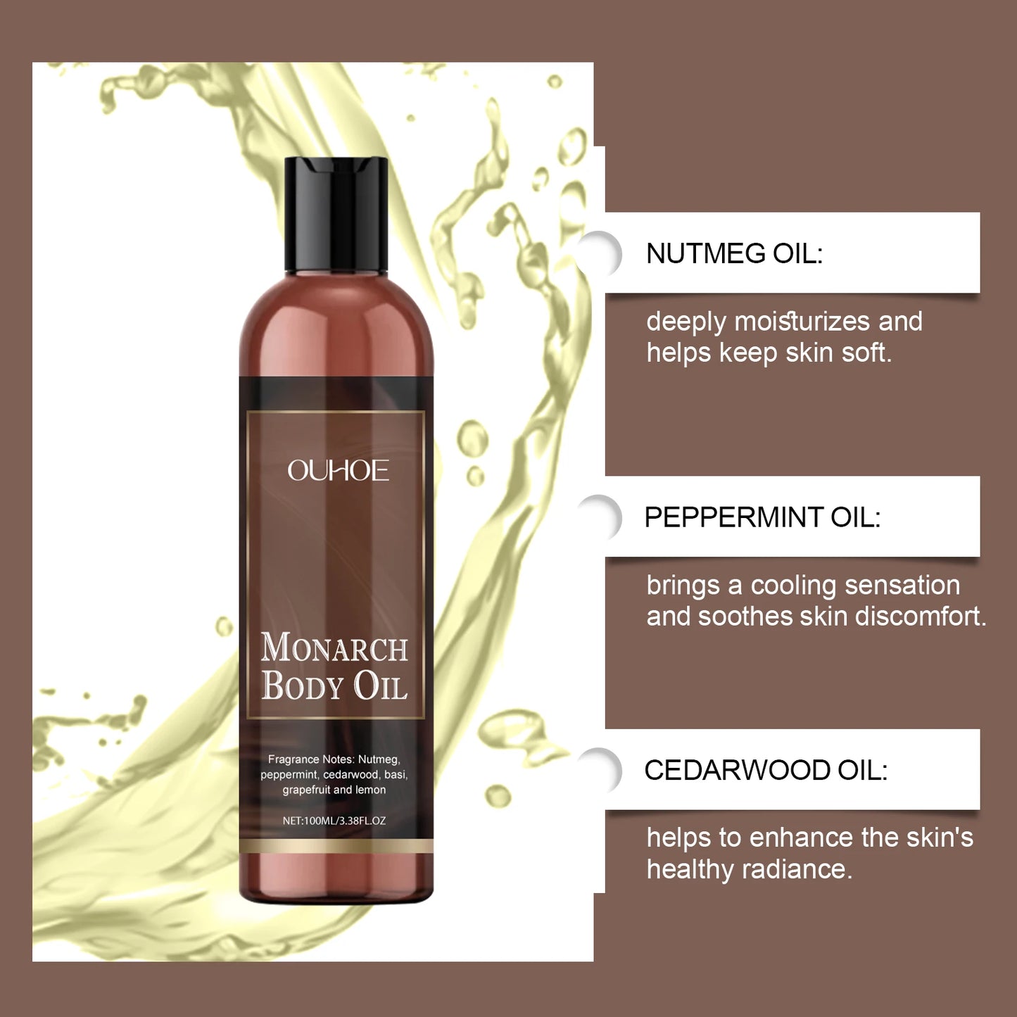 OUHOE Monarch Body Oil - Deep Moisturize, Light Texture, Strengthen Barrier, All Skin Types, All - season Use