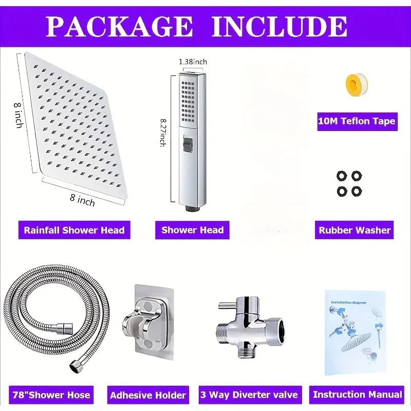 Chrome Concealed Stainless Steel Pressurized Shower Set Arm