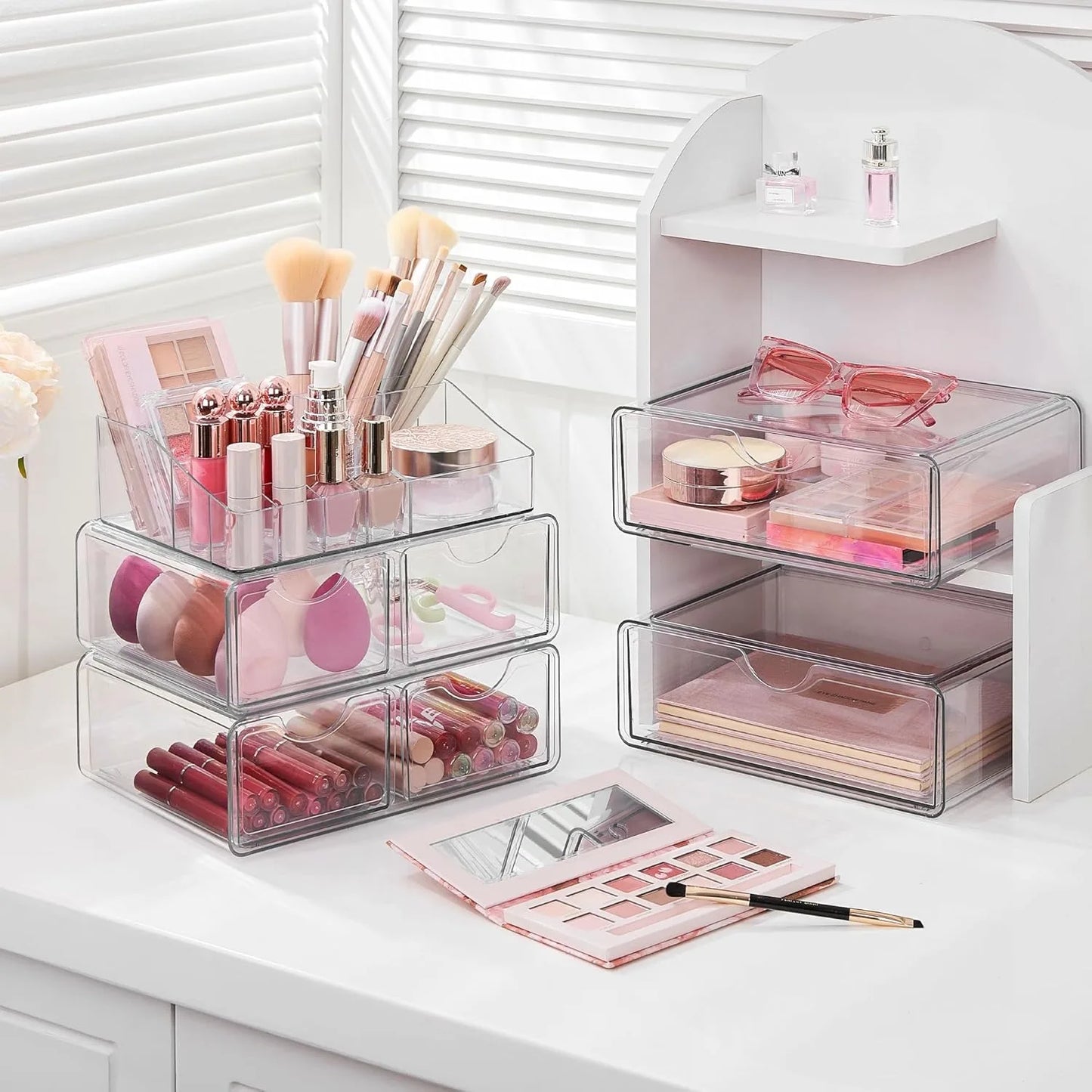Clear 5 Tier Makeup Organizer With Drawers For Vanity