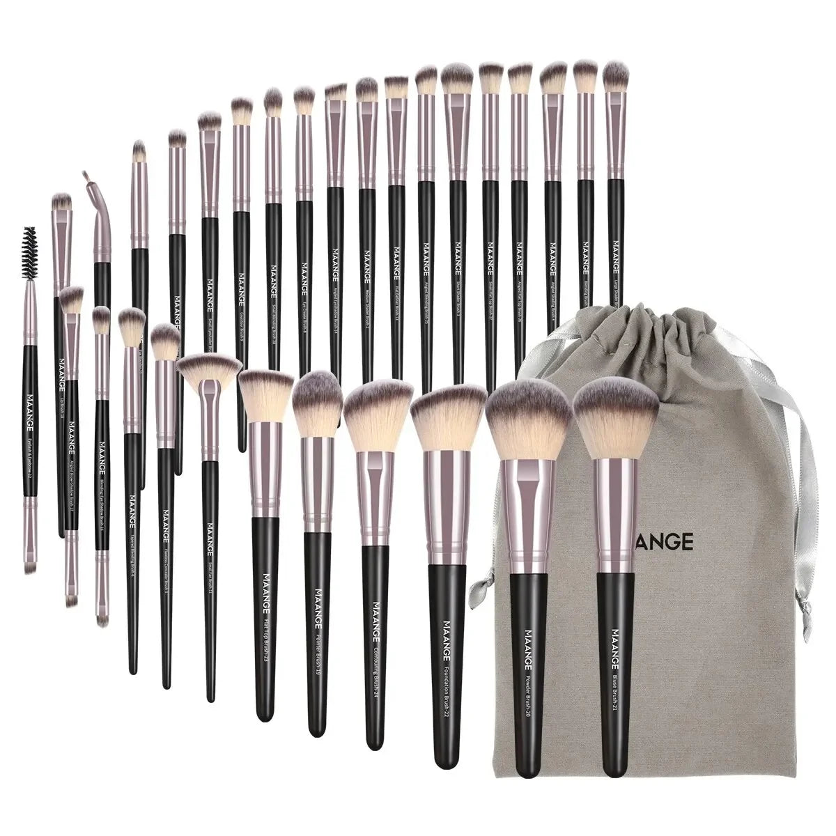 Maange 30pc Professional Makeup Brush Set With Bag Kit