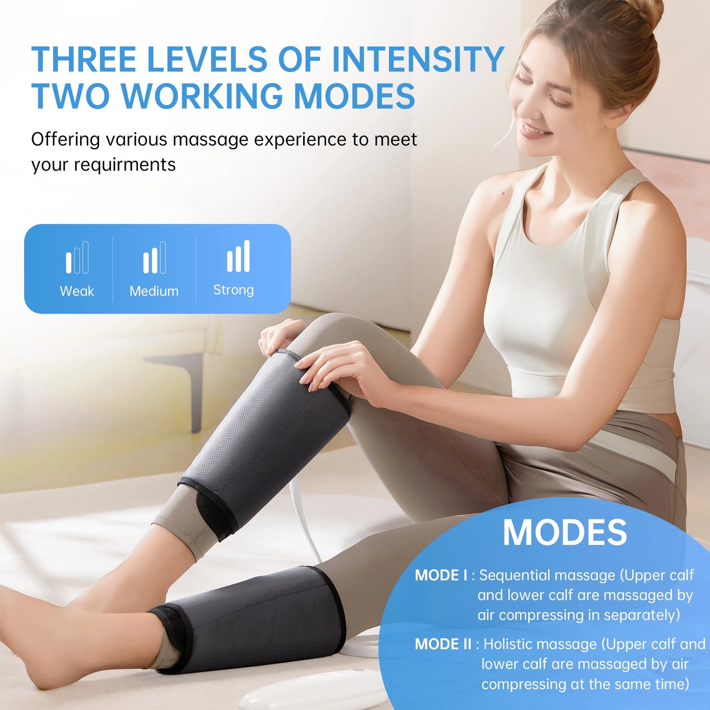 Leg Massager for Circulation Air Compression & Relaxation, for Calf Foot and Arms, with Handheld Controller, 2 Modes 3 Intensity