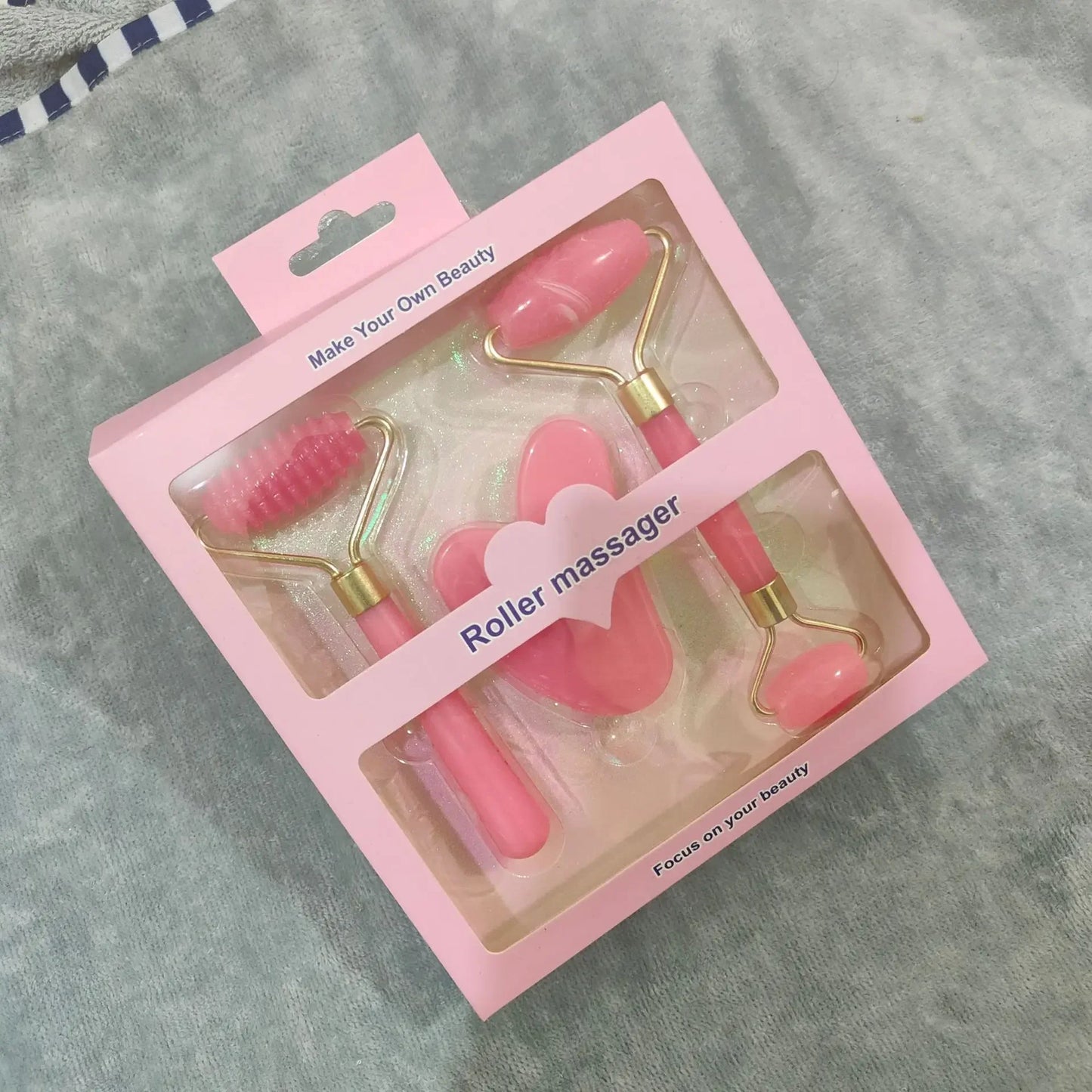 3 Piece Resin Roller Massager Set Face And Body GuaSha