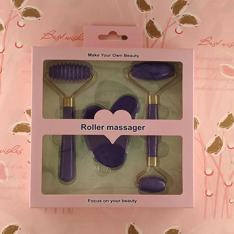 3 Piece Resin Roller Massager Set Face And Body GuaSha