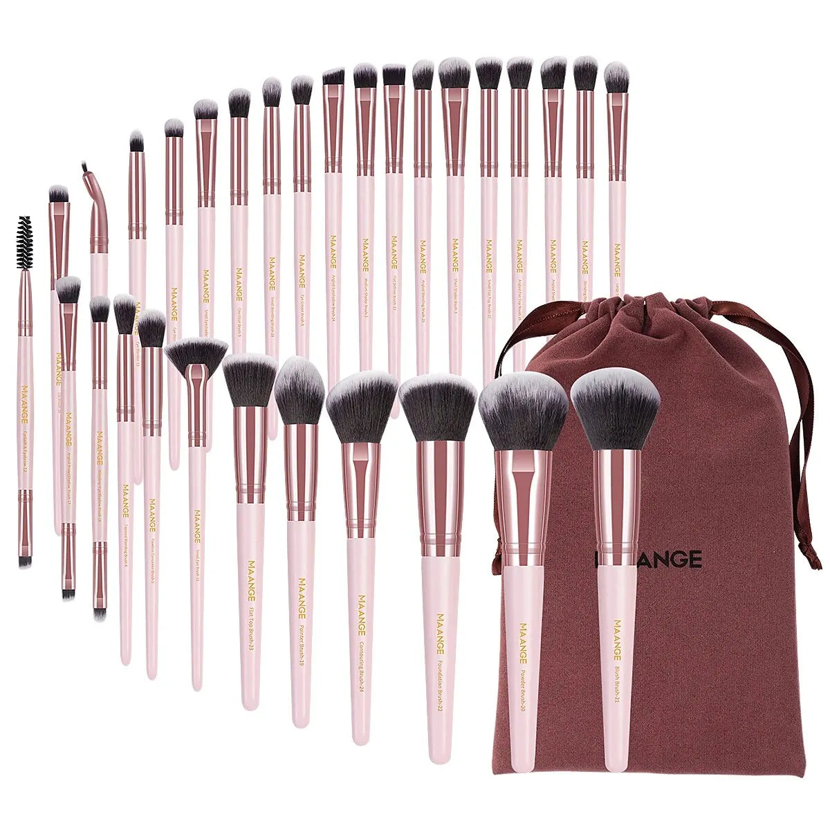Maange 30pc Professional Makeup Brush Set With Bag Kit