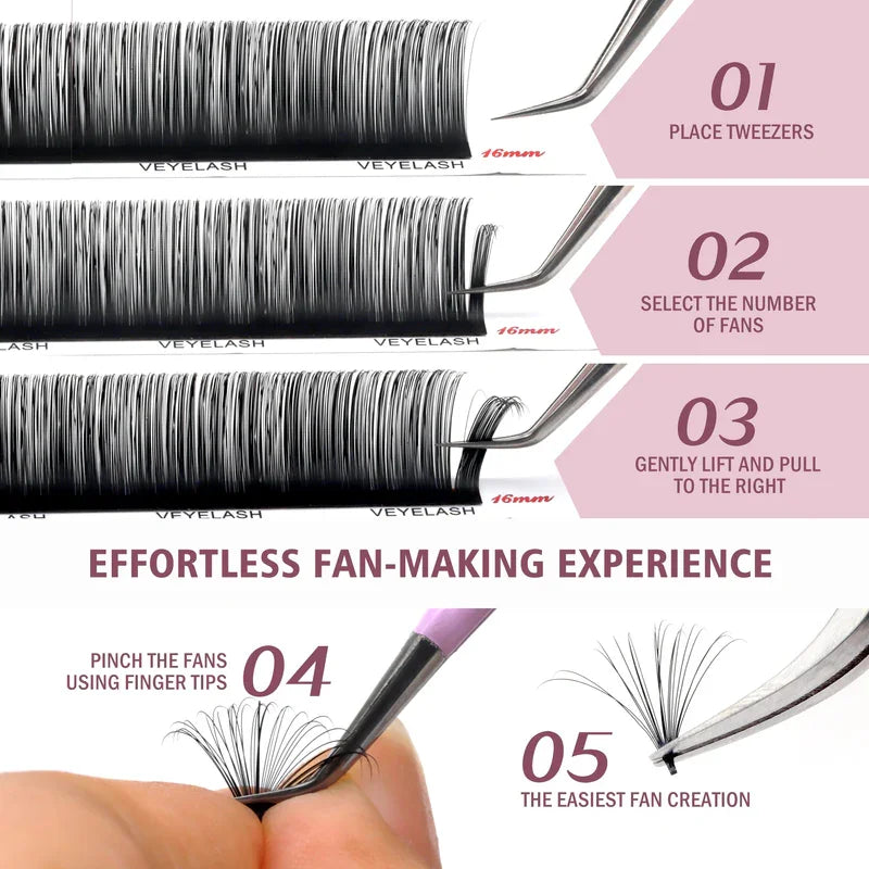 Veyes Inc Cashmere Luxe Eyelash Extensions Veyelash Faux Mink Individual Volume Lashes Soft Natural Lash Extensions for Makeup