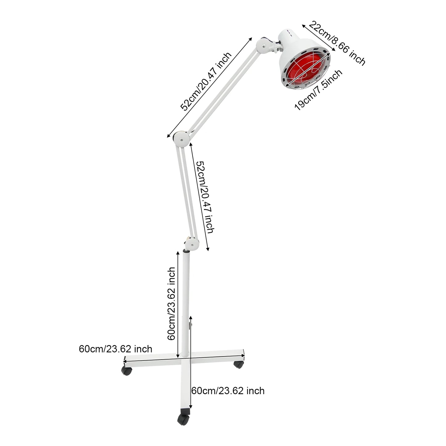 275W Infrared Heat Lamp,Single/Dual Adjustable Temperature Heat Lamp w/ Base for homes, spas and beauty salons