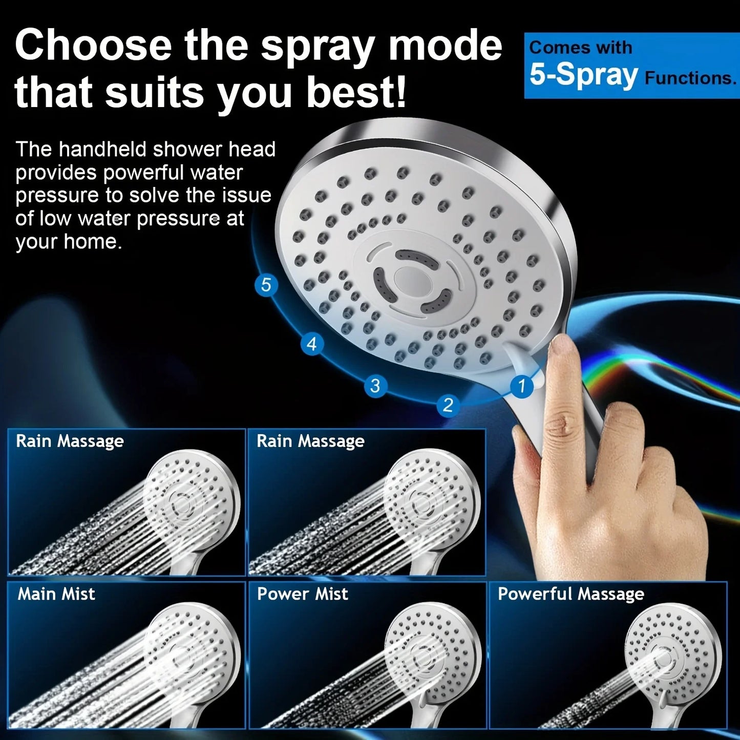 Chrome Concealed Stainless Steel Pressurized Shower Set Arm