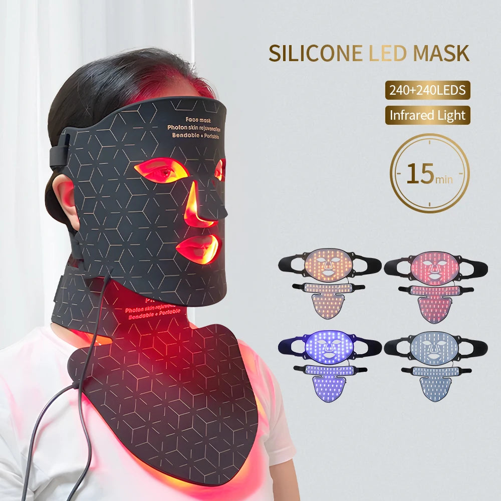 Silicone LED Facial Neck Mask for Anti Aging Rejuvenation