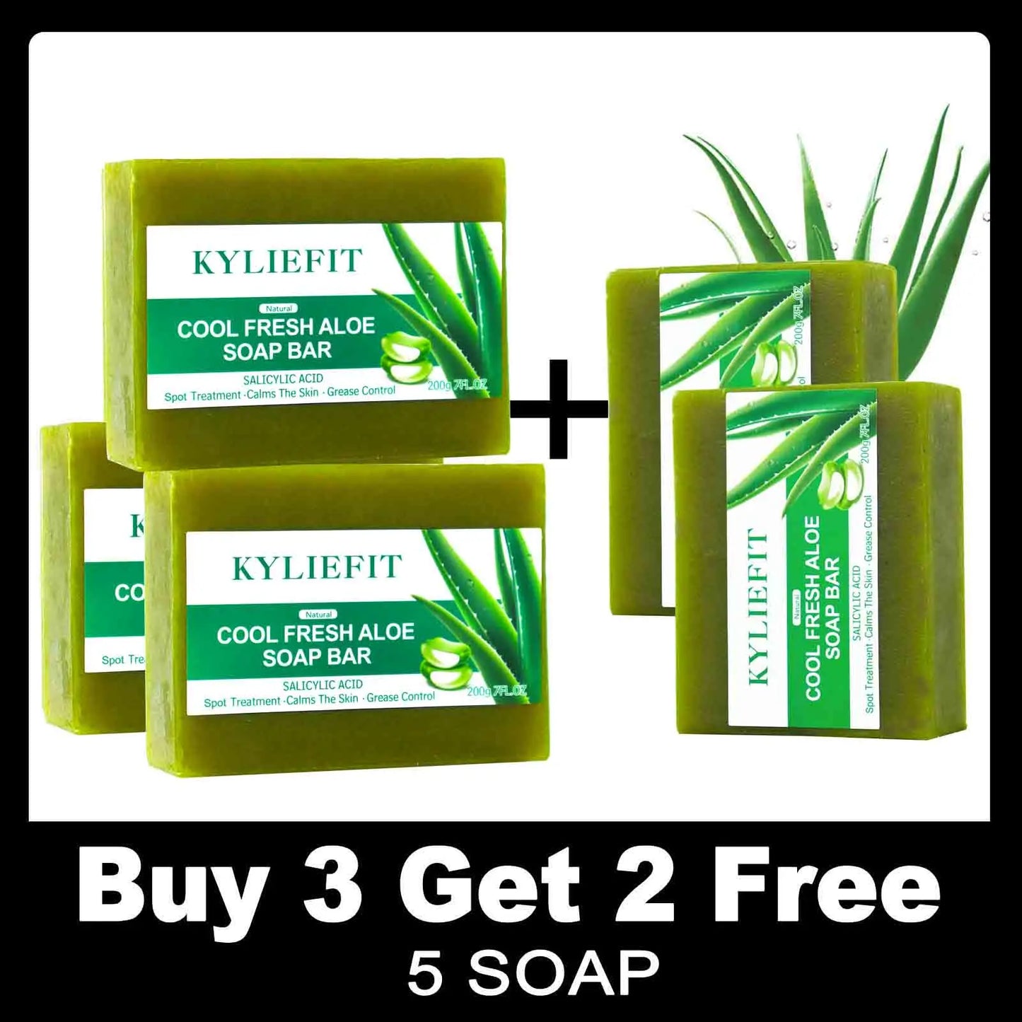 AILKE Aloe Vera Whitening Soap, Remove Acne, Pimples, Skin Radiant, Improve Skin Luster, Vegan Bath Wash for All Skin Types