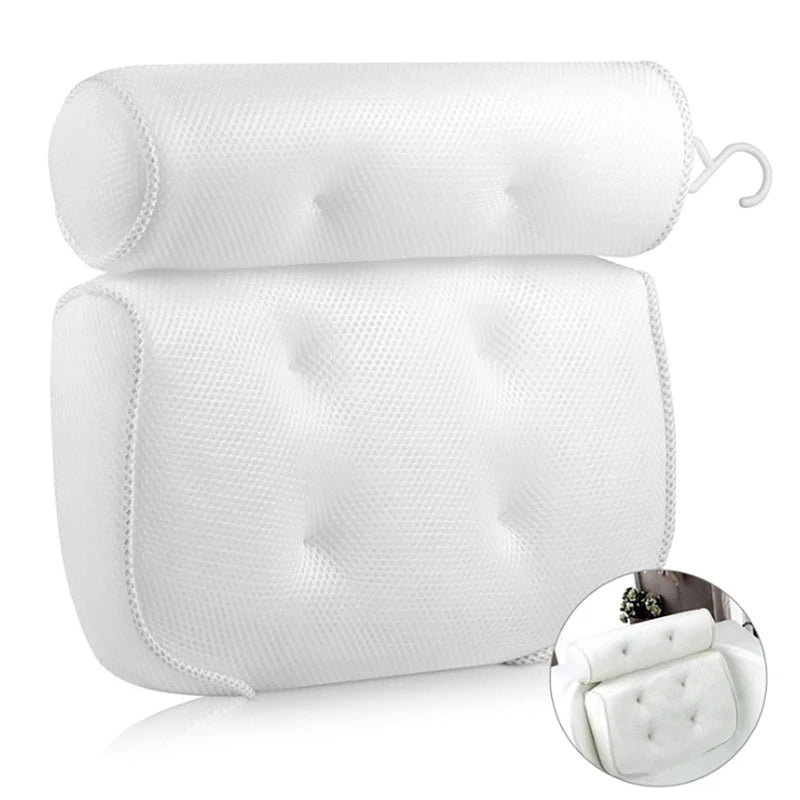Breathable 3D Mesh Spa Bath Pillow Home Massage Relax Neck and Back Support Spa Pillow for Home Hot Tub Bathroom Accessories