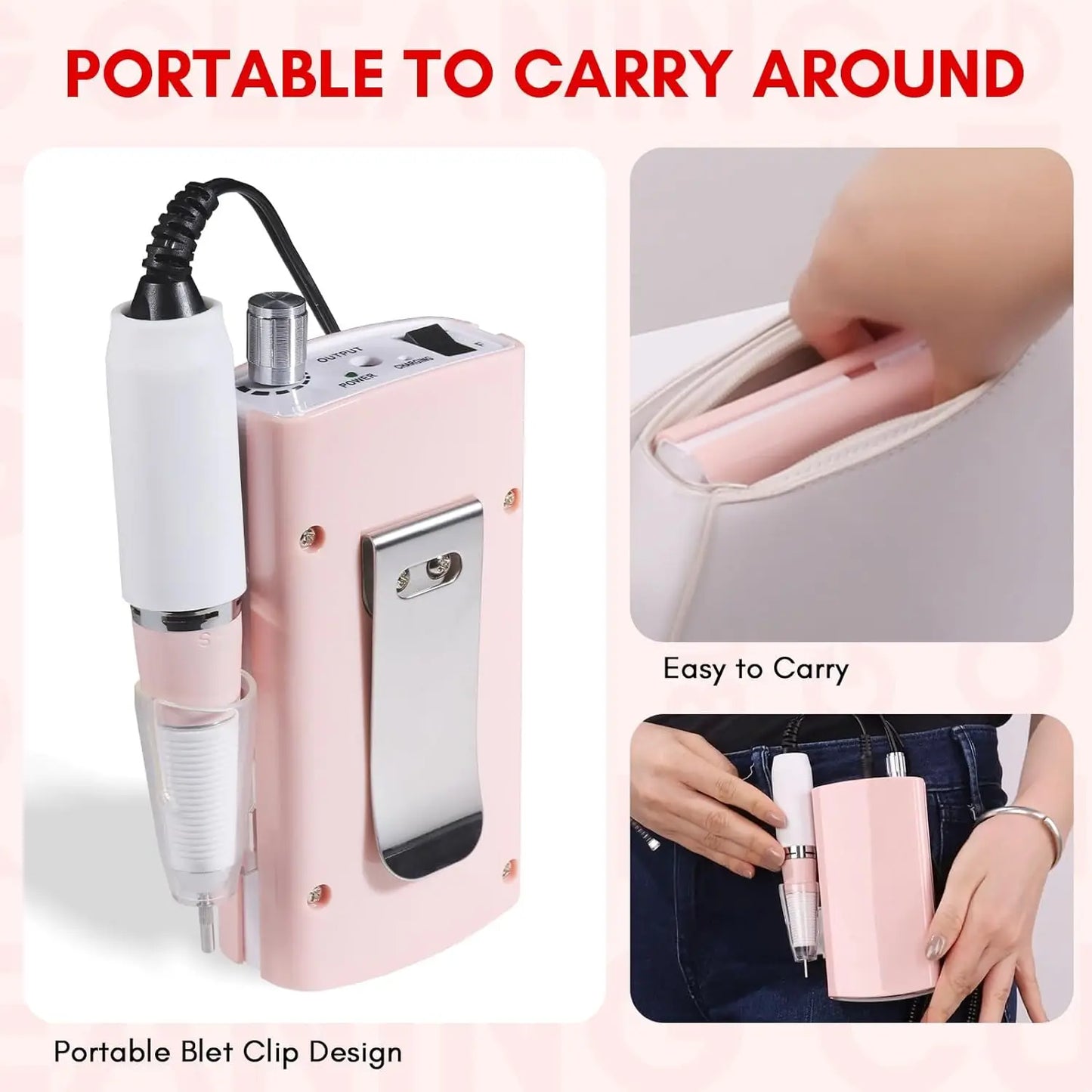 Makartt MALORY 30000RPM Nail Drill Machine Rechargeable Portable Electric E File Remove Acrylic Gel with Nail Bits
