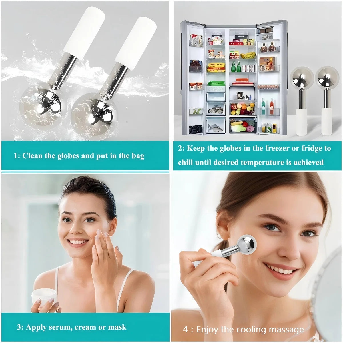 Mini Ice Globes Stainless Steel Cryo Sticks Face Eye
