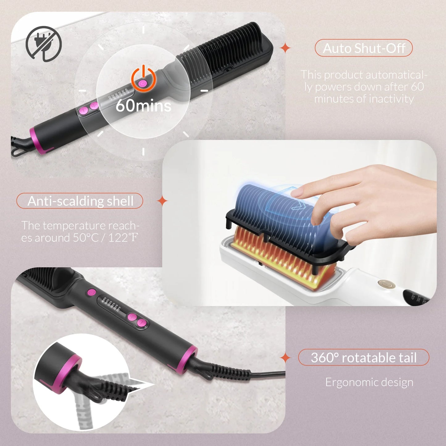 OUDIM Ionic Hair Straightener Brush Temperature Settings