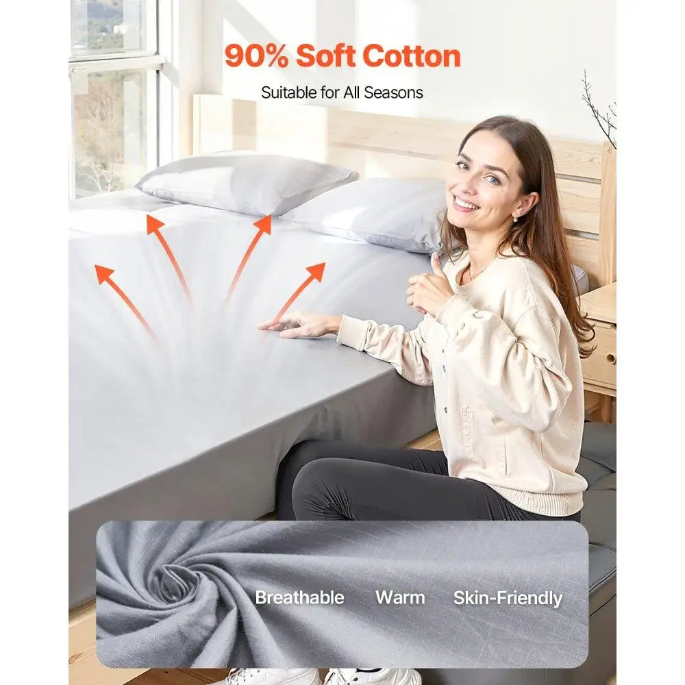 Grounding Queen Size Fitted Sheet 90% Cotton 10% Silver Fiber Earthing Sleep Better Healthy Bedding
