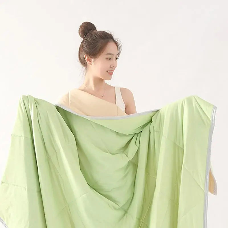 Cooling Blanket For Bed Silky Air Condition Comforter 3 Layers Lightweight Cooled Summer Quilt