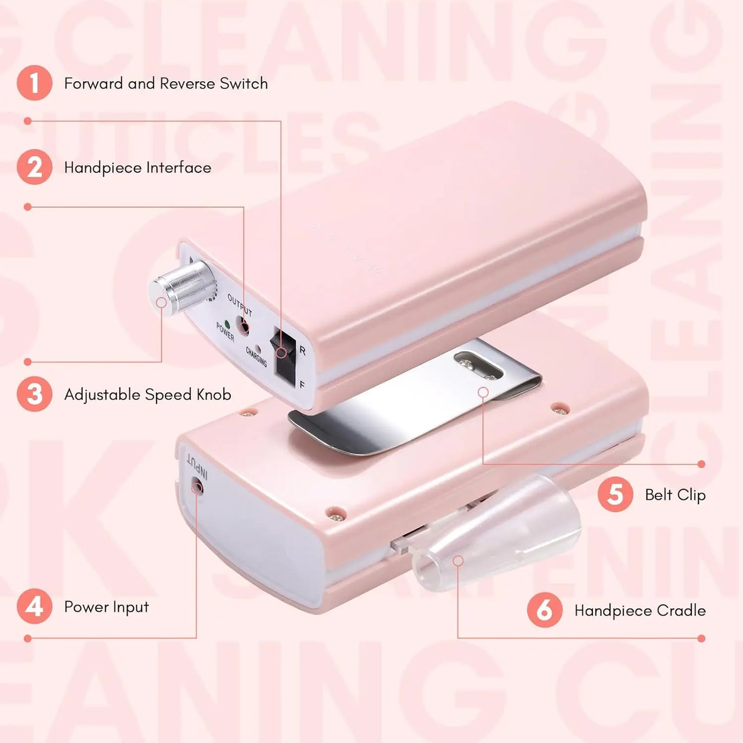 Makartt MALORY 30000RPM Nail Drill Machine Rechargeable Portable Electric E File Remove Acrylic Gel with Nail Bits
