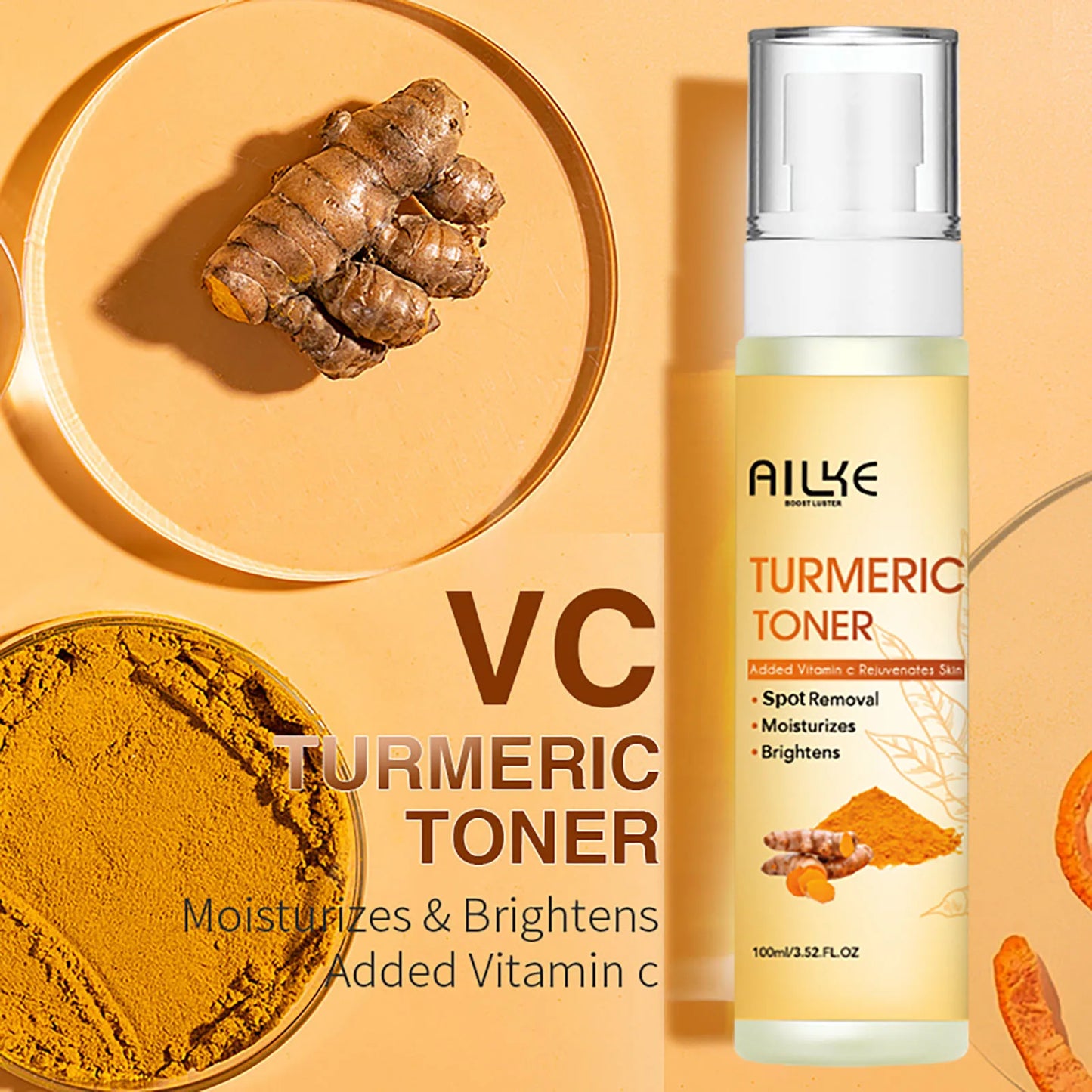 AILKE Organic Turmeric Skin Care Set Brighten And Even Skin
