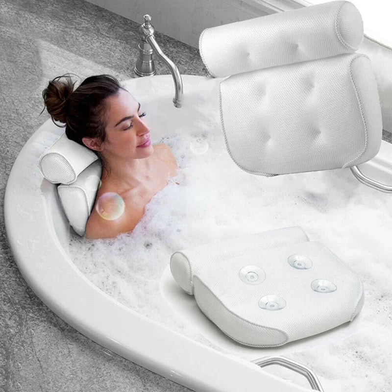 Breathable 3D Mesh Spa Bath Pillow Home Massage Relax Neck and Back Support Spa Pillow for Home Hot Tub Bathroom Accessories