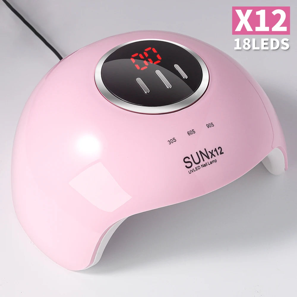 18 LEDS UV/LED Nail Dryer Lamp Have 3 Timer Modes LCD Display Quick Drying Nails Light for Manicure Salon/Home Acrylic Gel Tools
