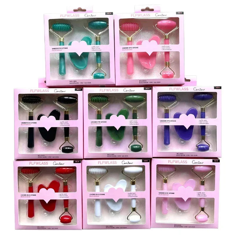 3 Piece Resin Roller Massager Set Face And Body GuaSha