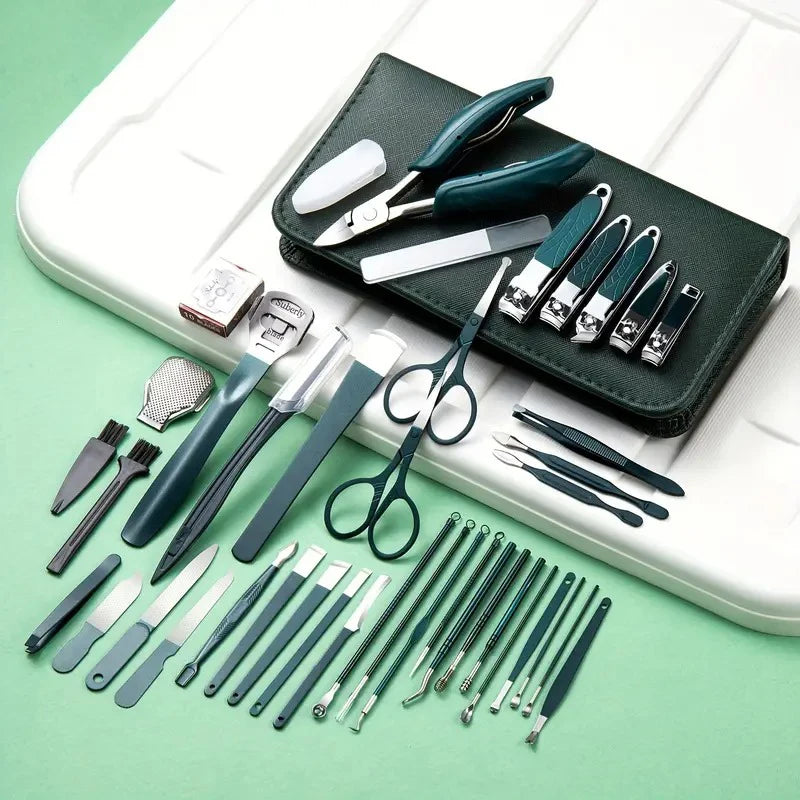 40 Piece in 1(Green&Blak) Manicure Set Pedicure Tools Set Nail Grooming Kit for Women Mens, Nail Manicure Kit Foot Hand Care Kit
