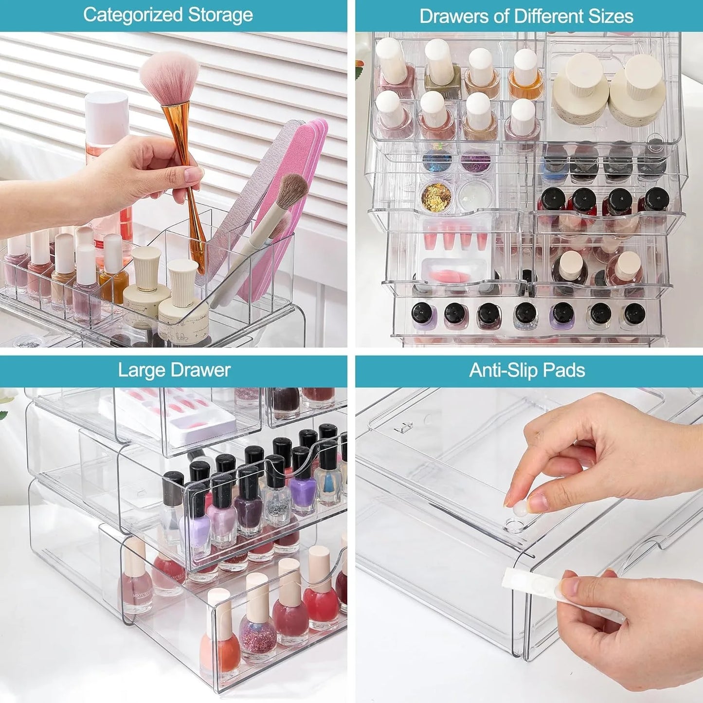 Clear 5 Tier Makeup Organizer With Drawers For Vanity