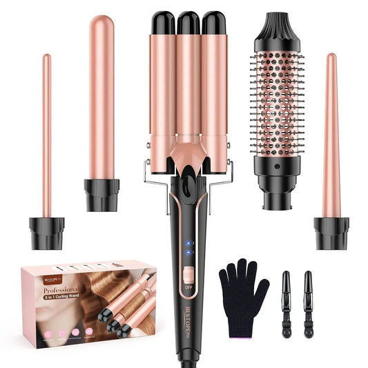 Bestope Pro Waver Curling Wand 5 In 1 Set With 3 Barrels