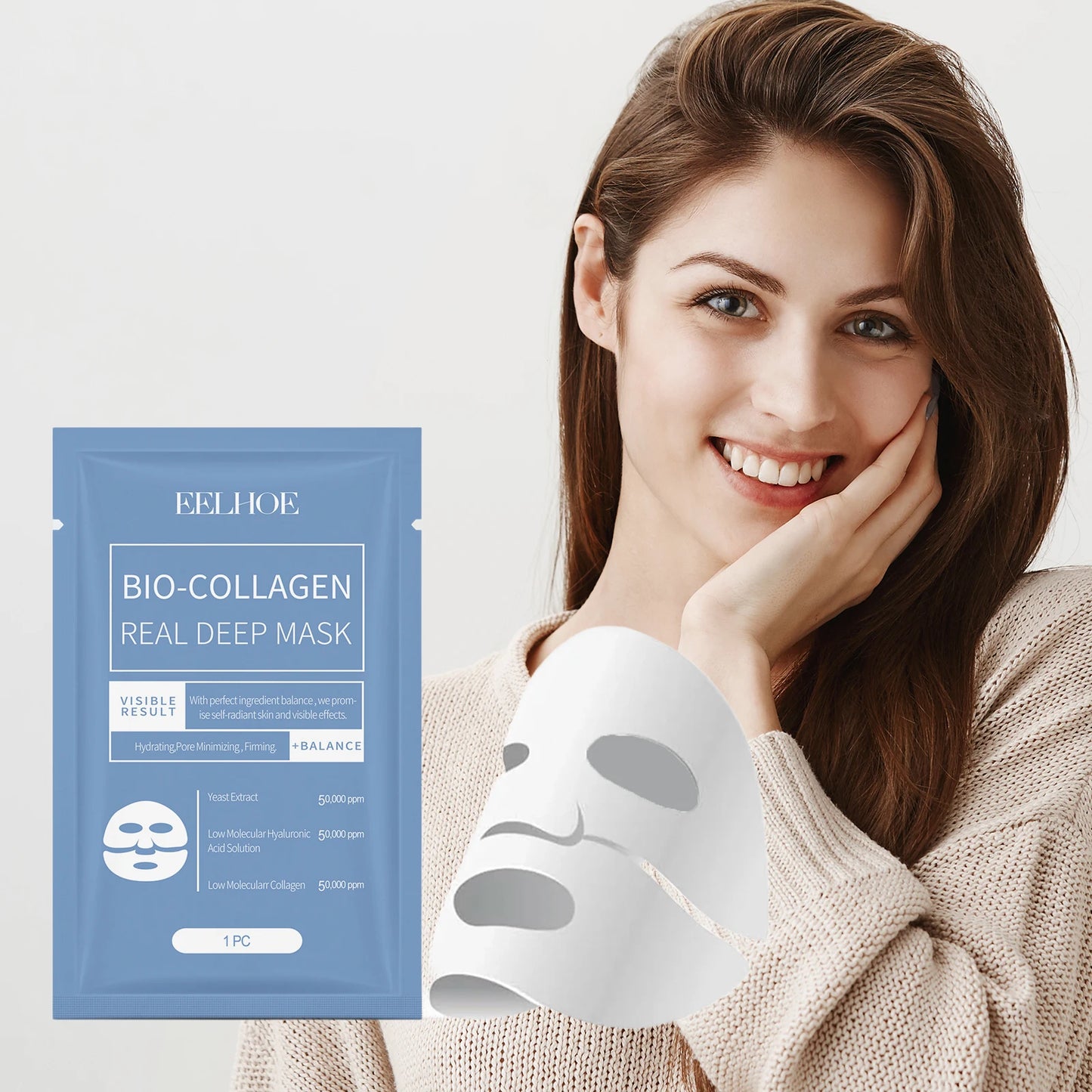 Eelhoe Bio Collagen Facial Masks 4 Pack Hydration Brightening