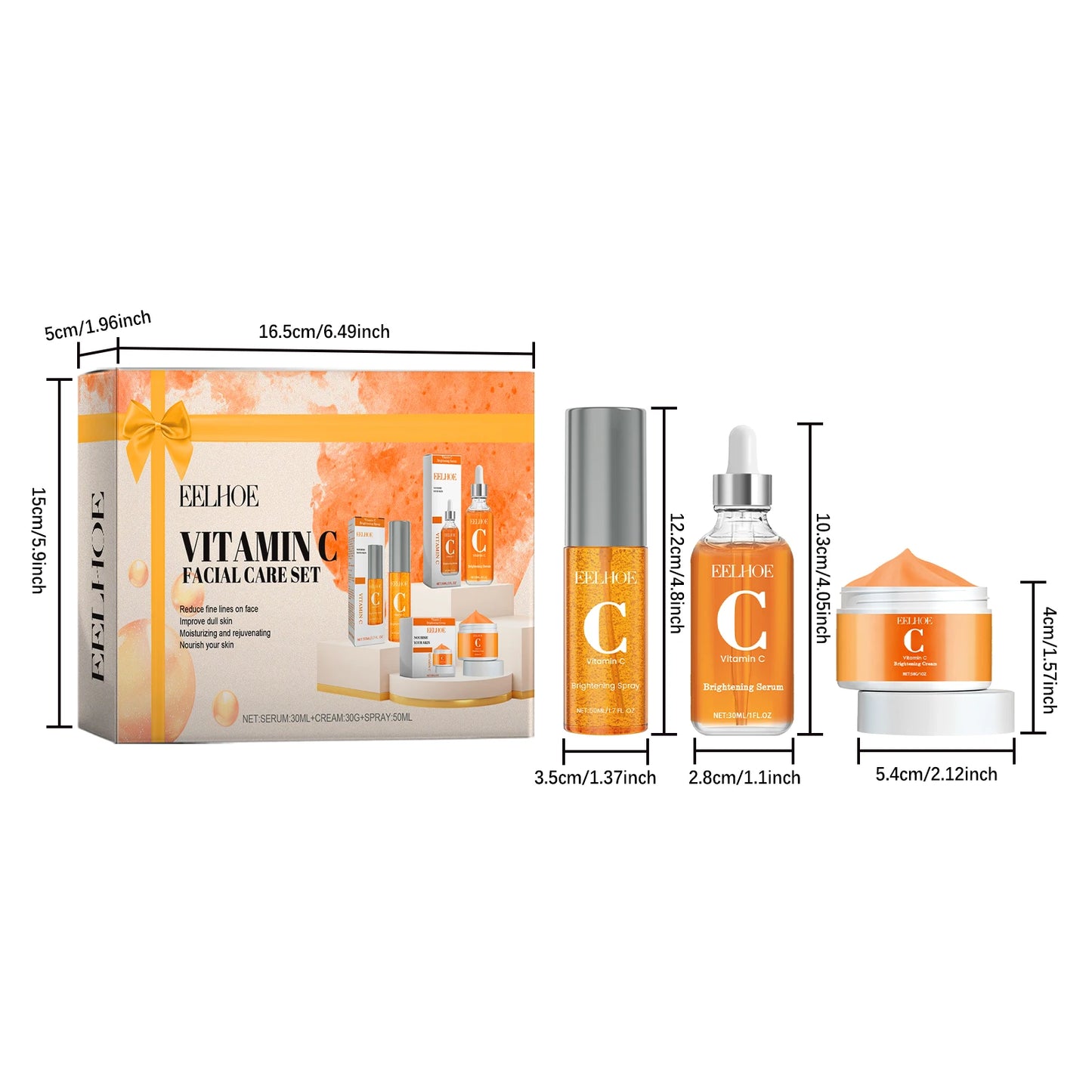 EELHOE Vitamin C Face Care Set Hydrating Moisturizer Smooth Skin