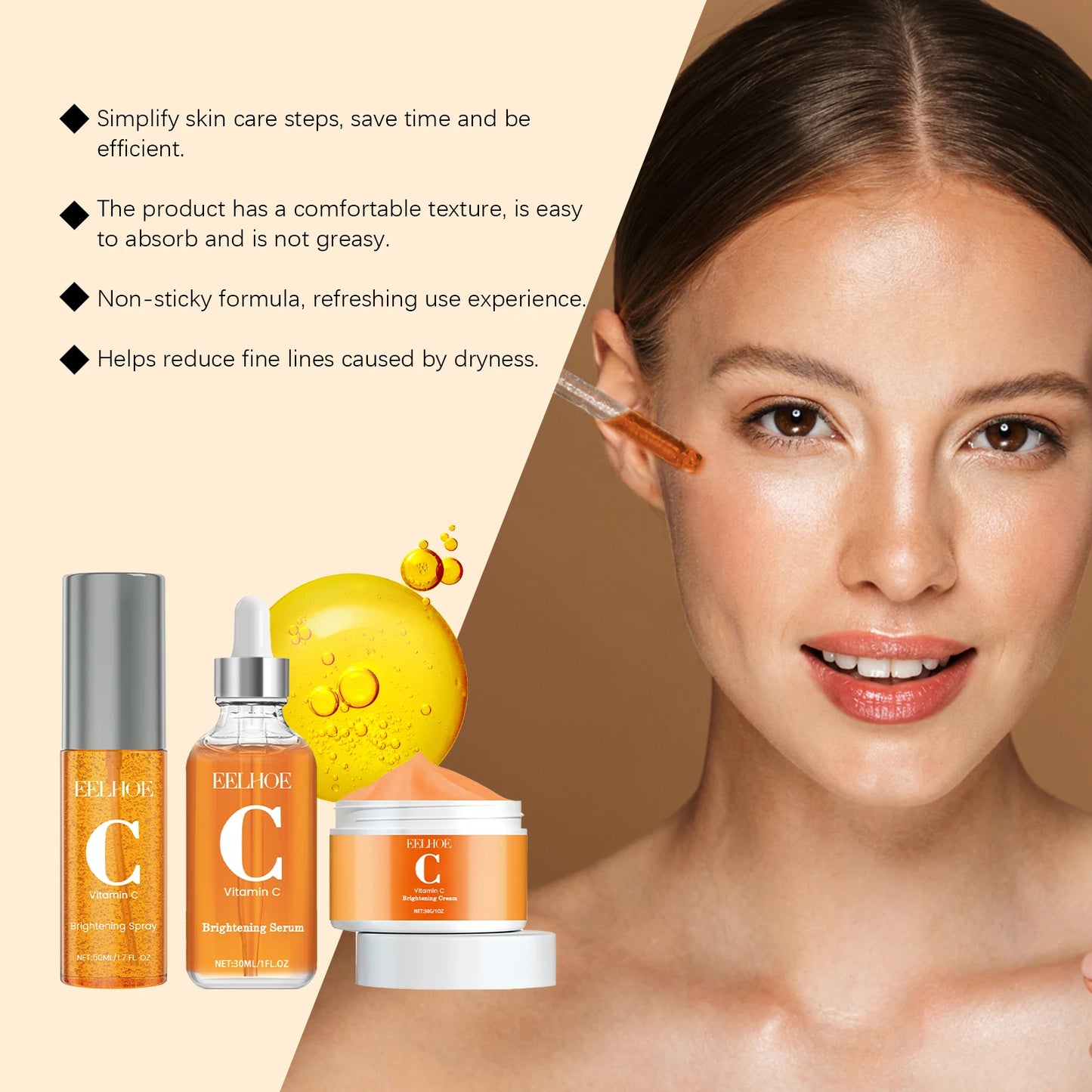 EELHOE Vitamin C Face Care Set Hydrating Moisturizer Smooth Skin