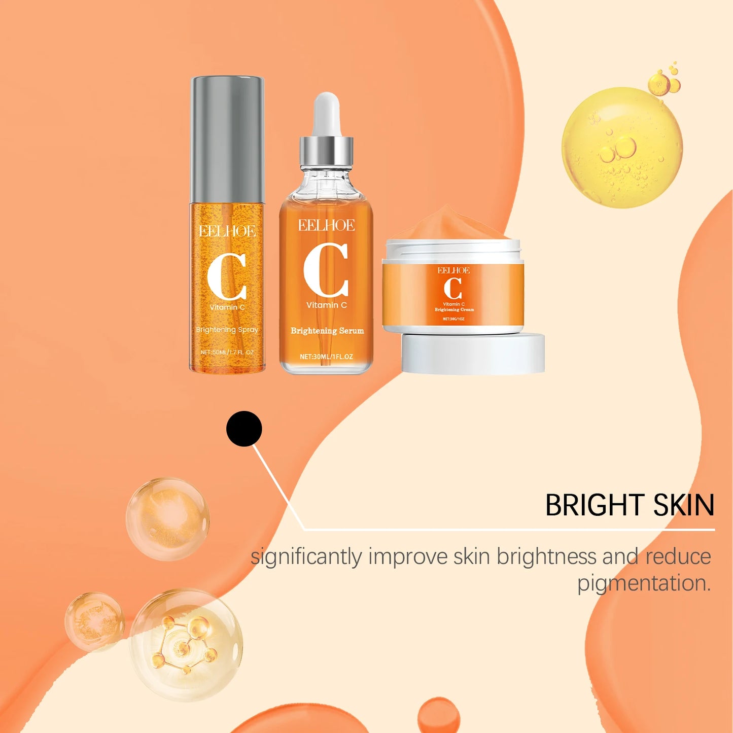 EELHOE Vitamin C Face Care Set Hydrating Moisturizer Smooth Skin