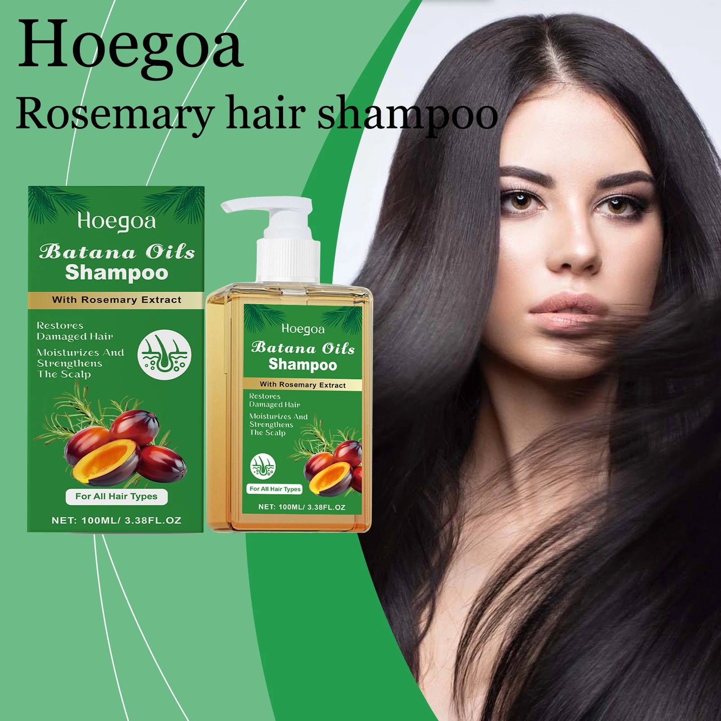 Hoegoa Batana Oil Hair Shampoo Deep Cleaning Hair Remove Dandruff Nourishing Scalp No Tight Smoothing Rosemary Hair Shampoo