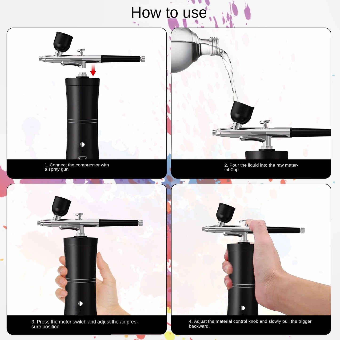 Airbrush Spray Gun Kit With Tube And Mini Pump For Nail Art