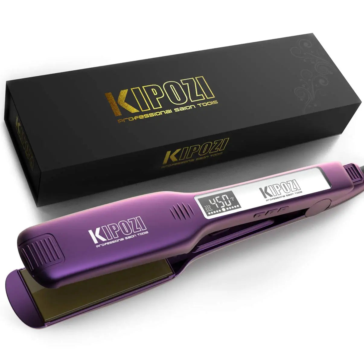 KIPOZI Titanium Hair Straightener With Digital LCD Display Dual Voltage