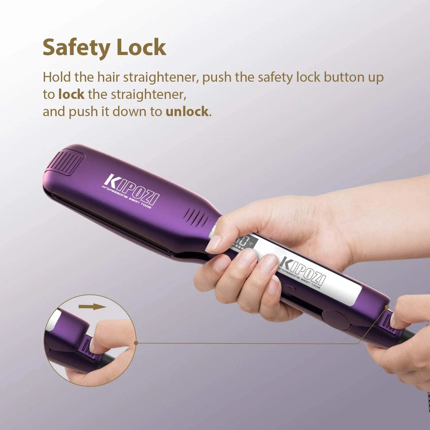 KIPOZI Titanium Hair Straightener With Digital LCD Display