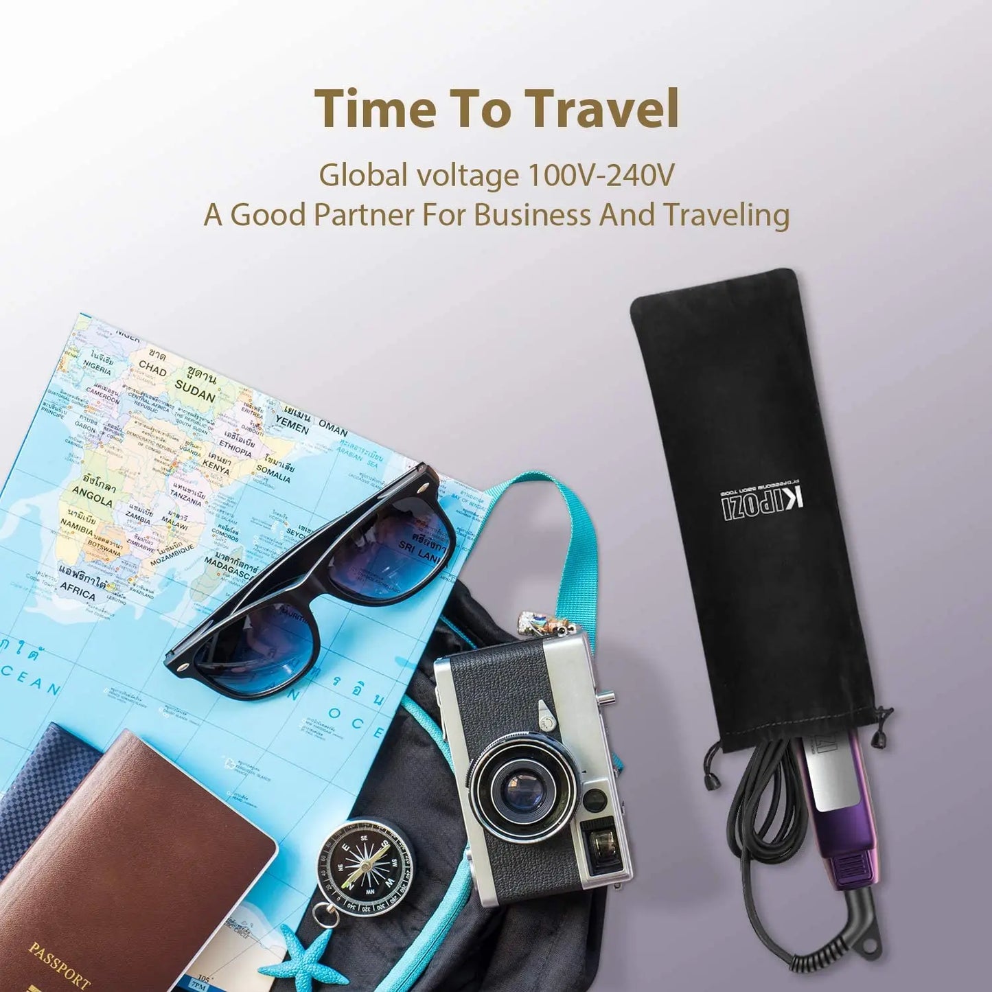 KIPOZI Titanium Hair Straightener With Digital LCD Display