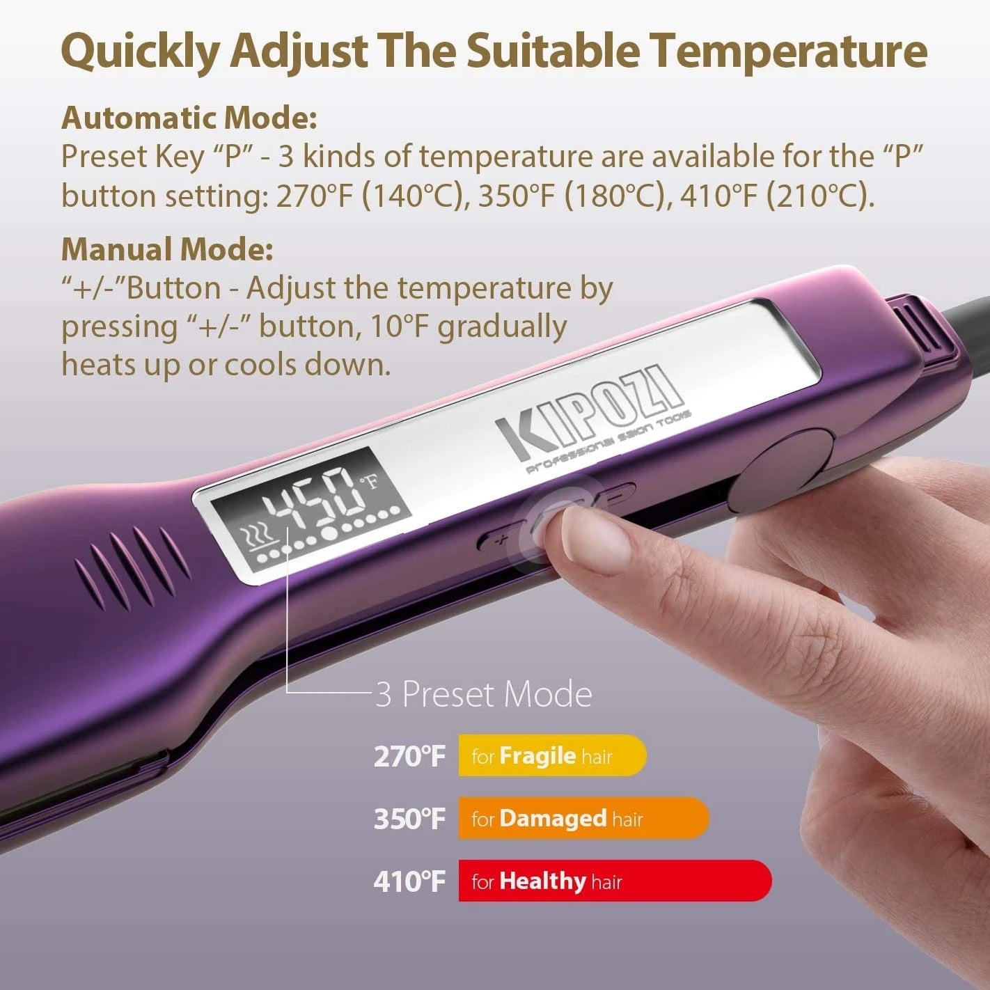 KIPOZI Titanium Hair Straightener With Digital LCD Display