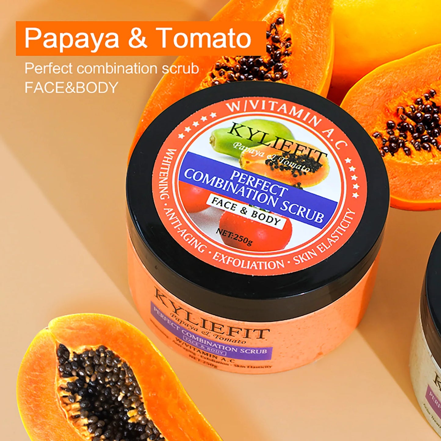 Papaya Tomato Exfoliating Scrub For Face And Body Whitening 250g