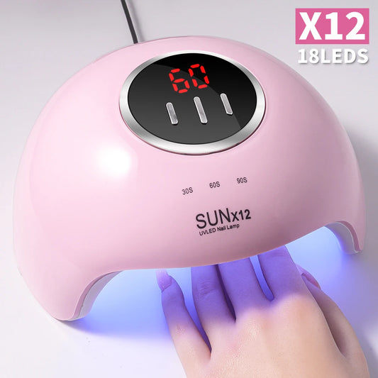 18 LEDS UV/LED Nail Dryer Lamp Have 3 Timer Modes LCD Display Quick Drying Nails Light for Manicure Salon/Home Acrylic Gel Tools