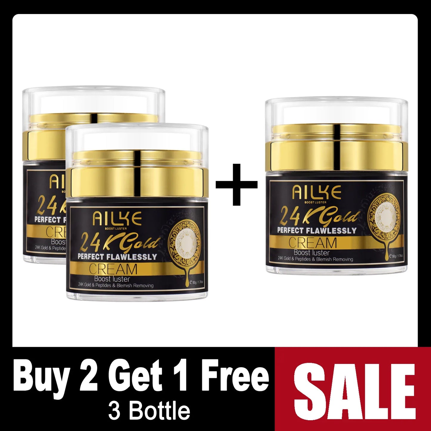 AILKE 24K Gold Face Cream Whitening Dark Spots Melanin Glutathione