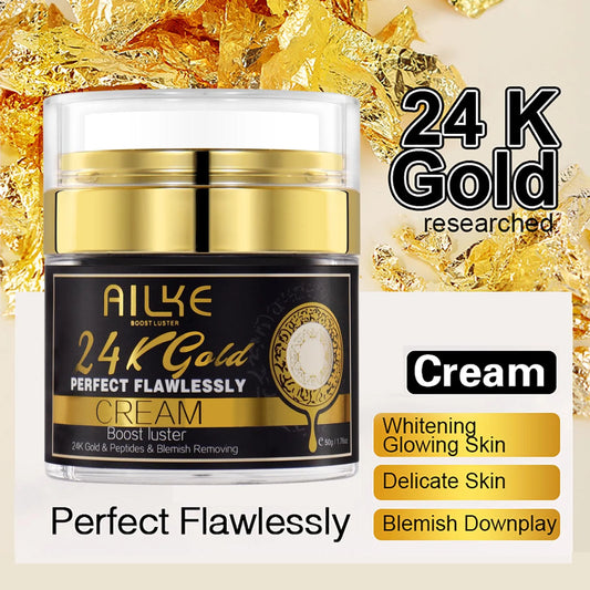 AILKE 24K Gold Face Cream Whitening Dark Spots Melanin Glutathione
