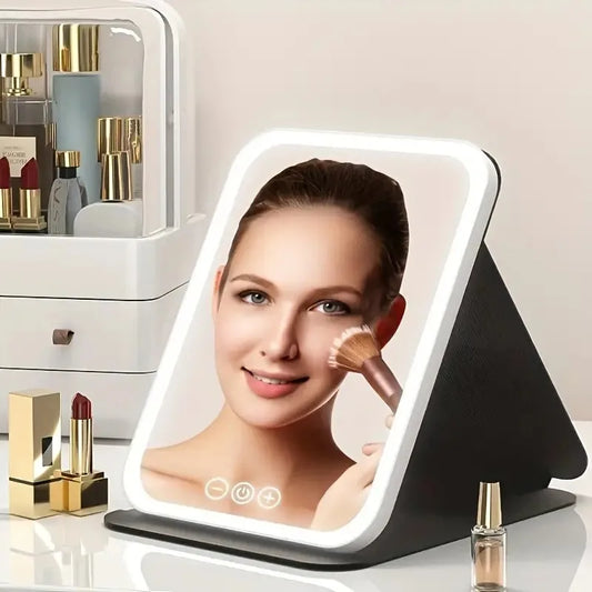 Three Color LED Makeup Mirror With Adjustable Brightness