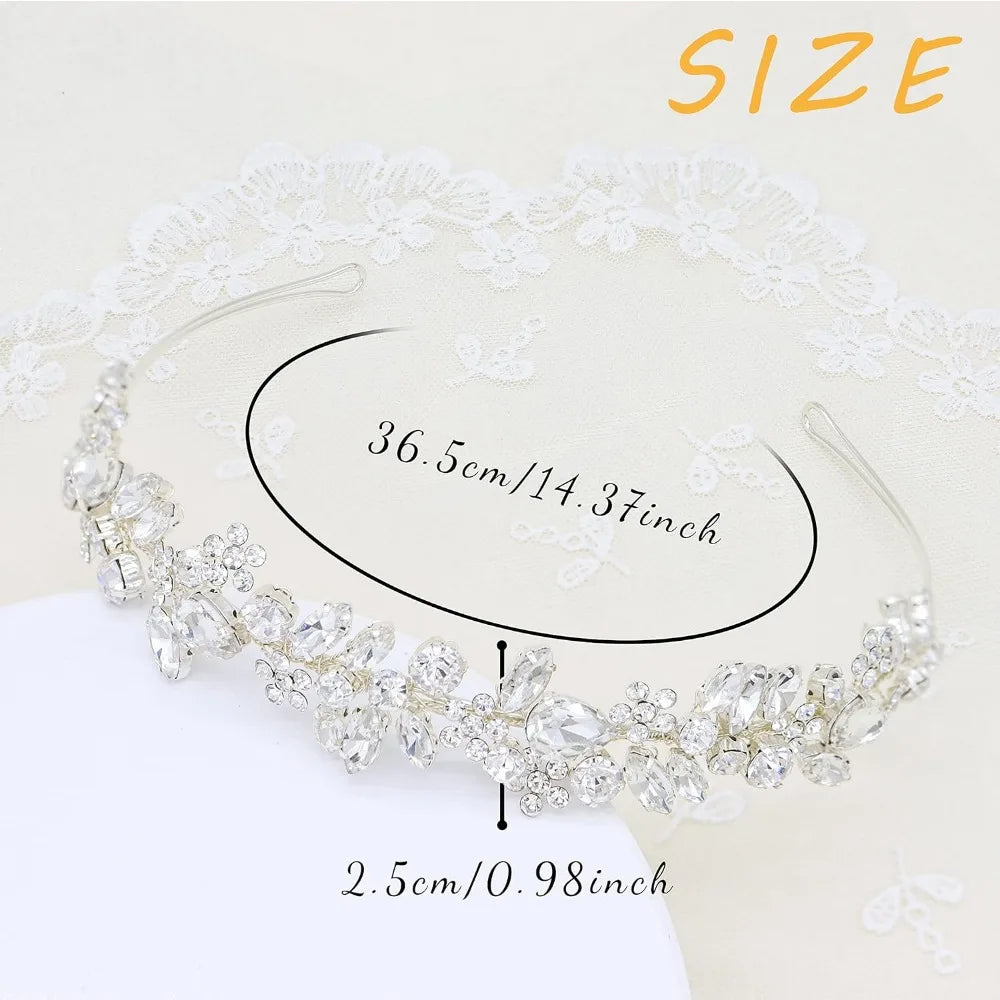 Oriamour Crystal Wedding Headband Hairpiece for Bridesmaids