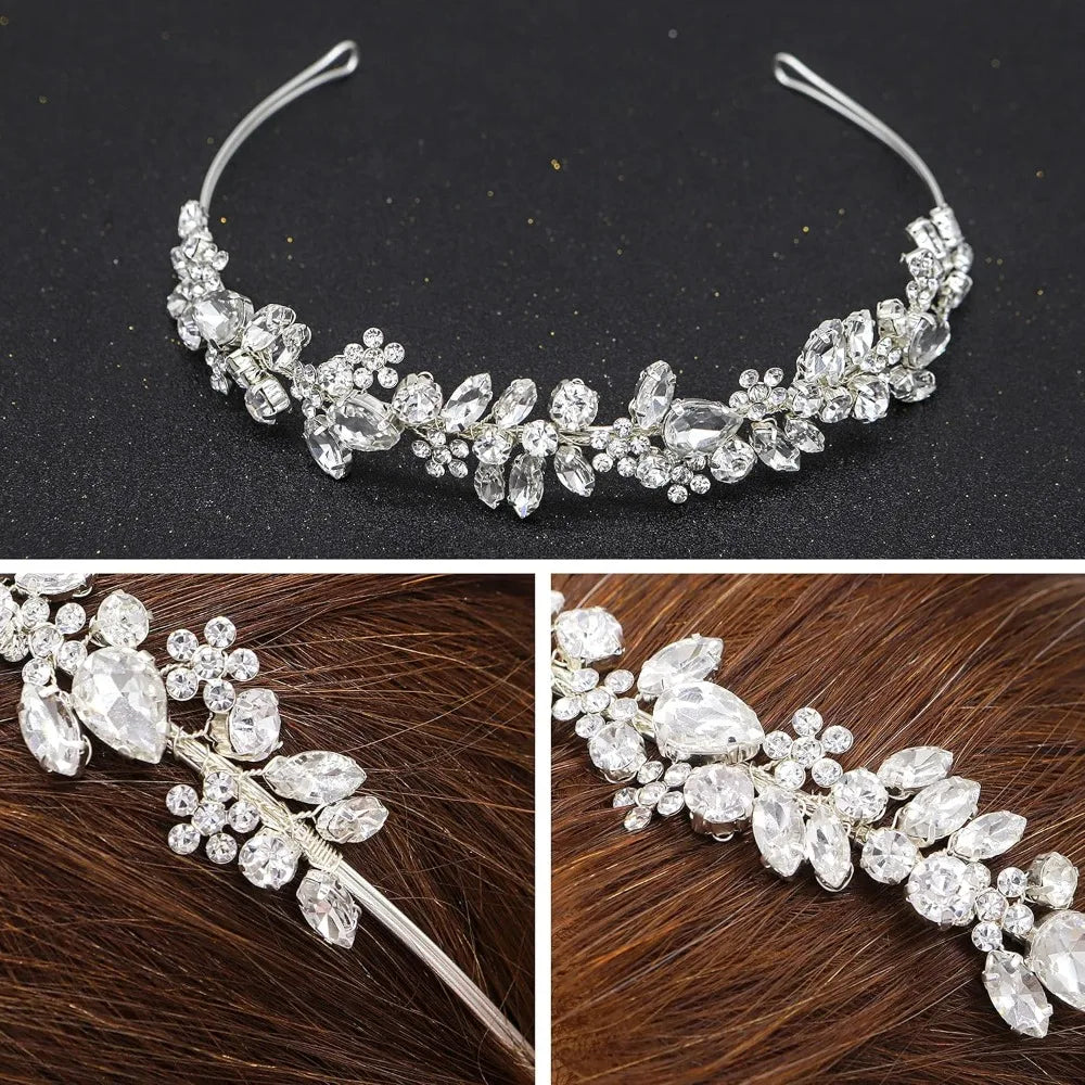 Oriamour Crystal Wedding Headband Hairpiece for Bridesmaids
