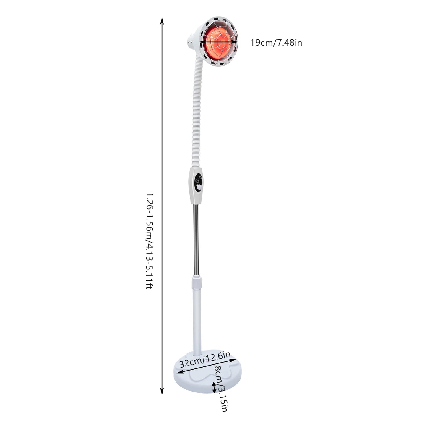 275W Infrared Heat Lamp,Single/Dual Adjustable Temperature Heat Lamp w/ Base for homes, spas and beauty salons
