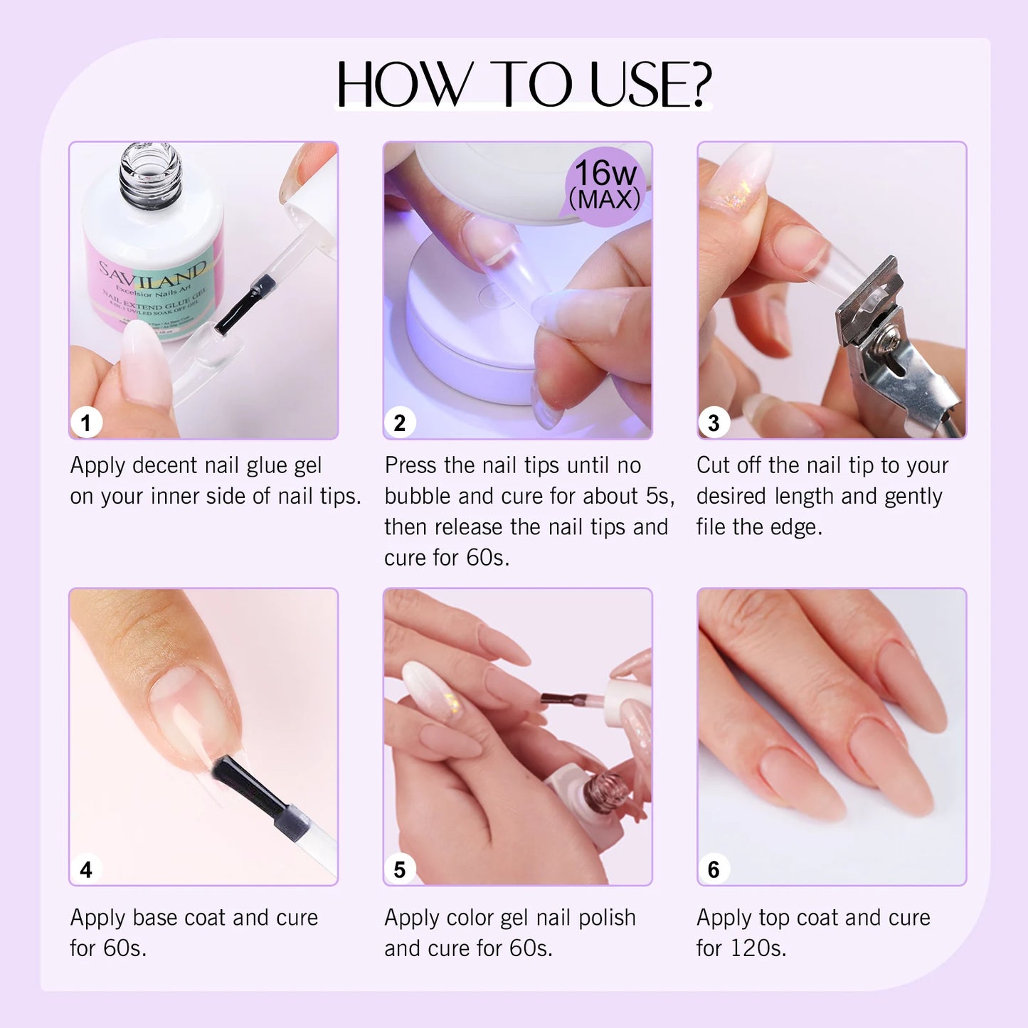 Saviland 500Pcs Gel X Nail Kit Full Cover Nails Lamp